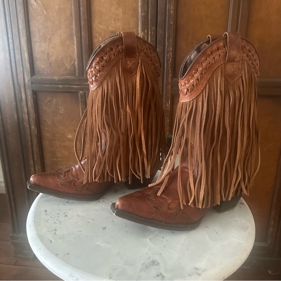 Dingo brown fringe cowboy boots 7 - Picture 3 of 15